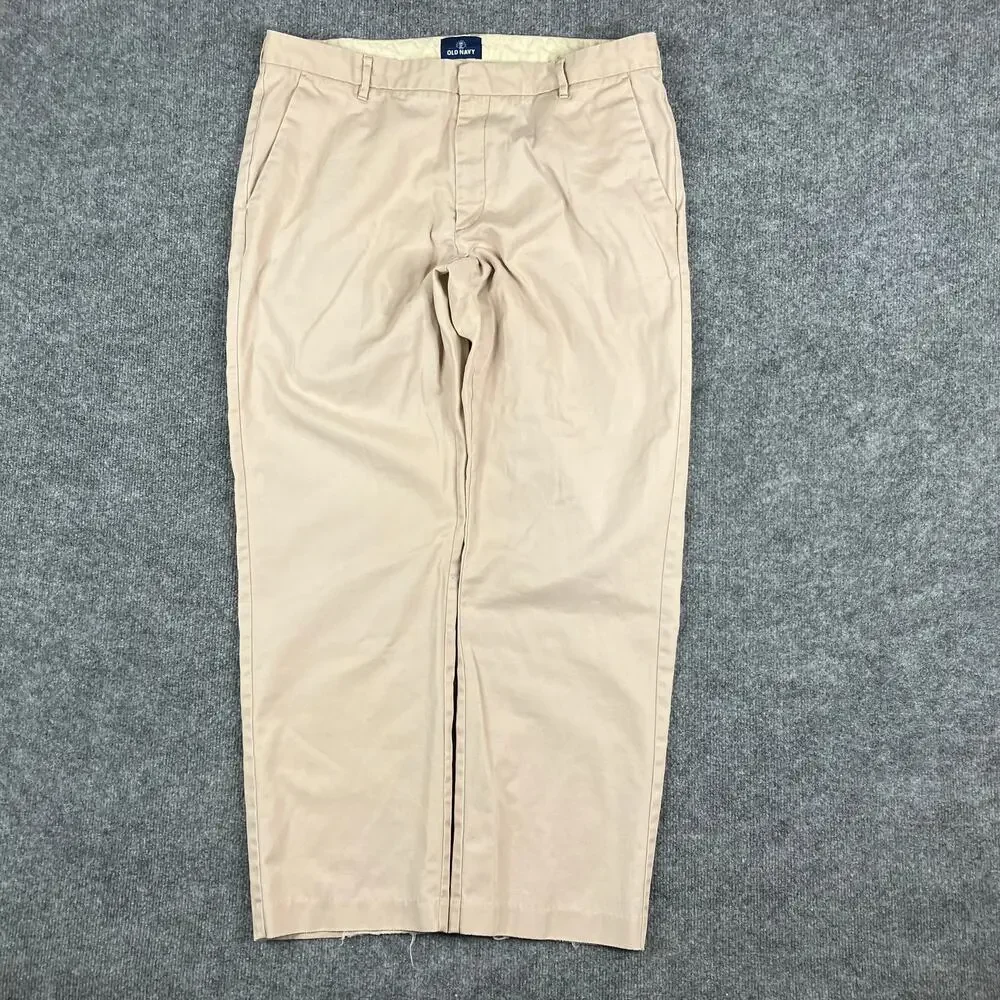 Old Navy Pants Mens Size 38x32 Beige Chino Straight Fit Flat Front Casual Slacks
